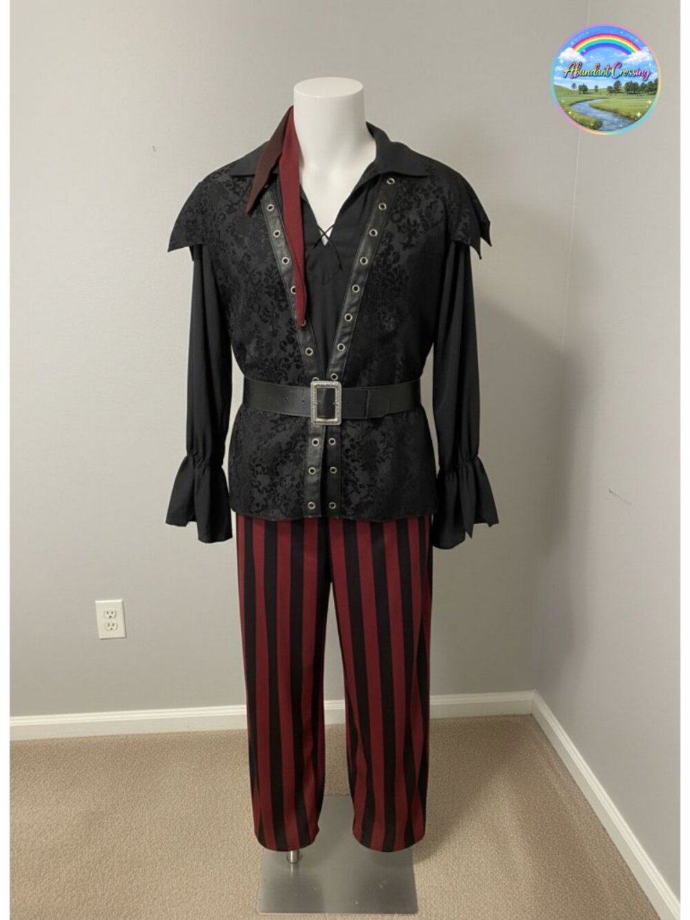 Men's Plus Size Pirate Costume Vest with Attached Sleeves